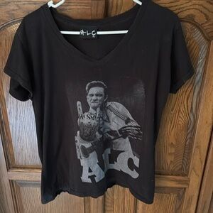 A.L.C.Women’s Black Johnny Cash Tattooed Knuckle Graphic T-Shirt